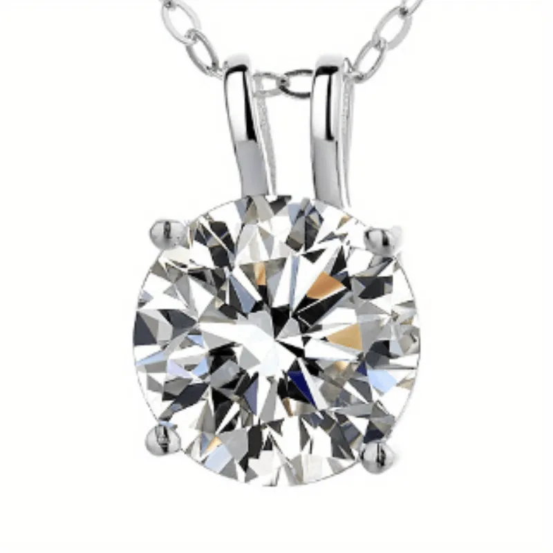 1 pc Stunning Moissanite Pendant Necklace - Adjustable 925 Silver Chain for Women & Girls