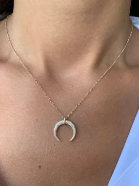 14K Gold Moon Diamond Pendant