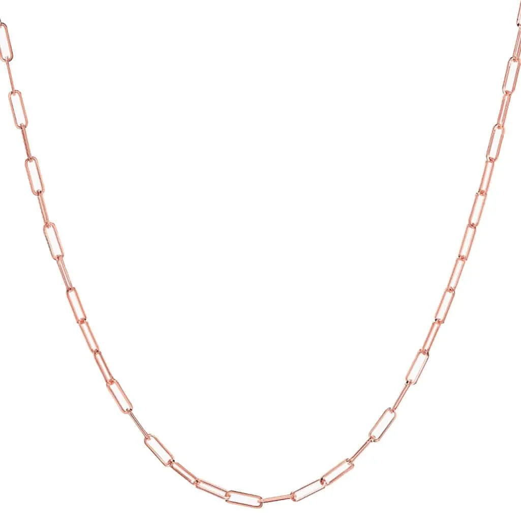 14K Gold Small Paper Clip Necklace 2.0mm