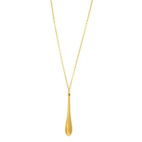 14k Yellow Gold Tear Drop Pendant Necklace, 18