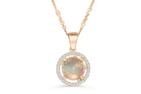 1.89 CT Opal Diamond Pendant 0.27 CT TW 14K Rose Gold OPEN002