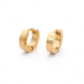 18K Gold IP Stainless Steel Huggie Hoop Earrings - Small