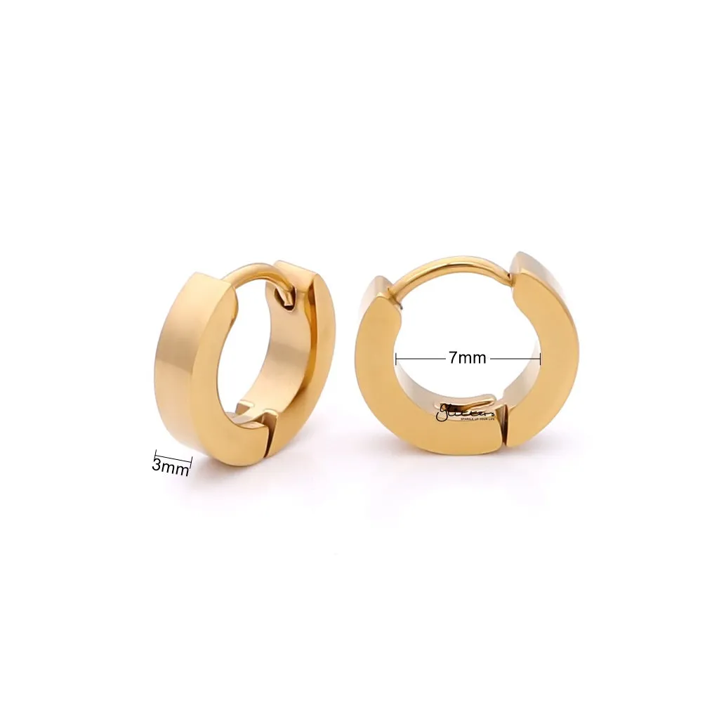 18K Gold IP Stainless Steel Huggie Hoop Earrings - Small