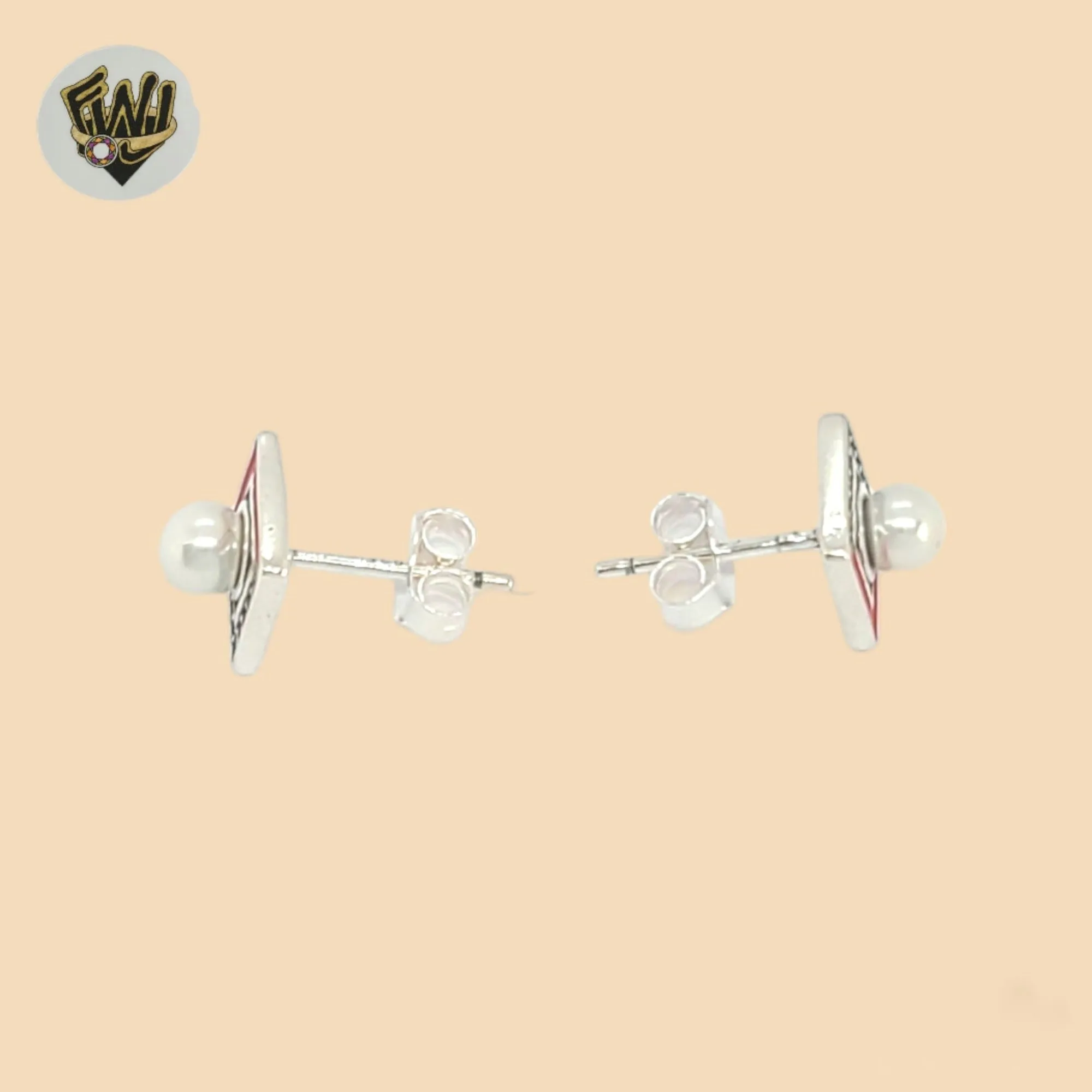 (2-3071) 925 Sterling Silver -Pearl Stud Earrings.