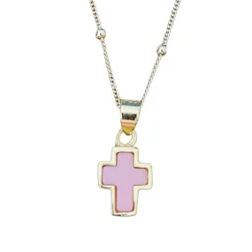 Alenka Cross necklace Pink Gold