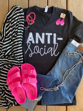 {ANTI-SOCIAL} Heather Black V-Neck Tee