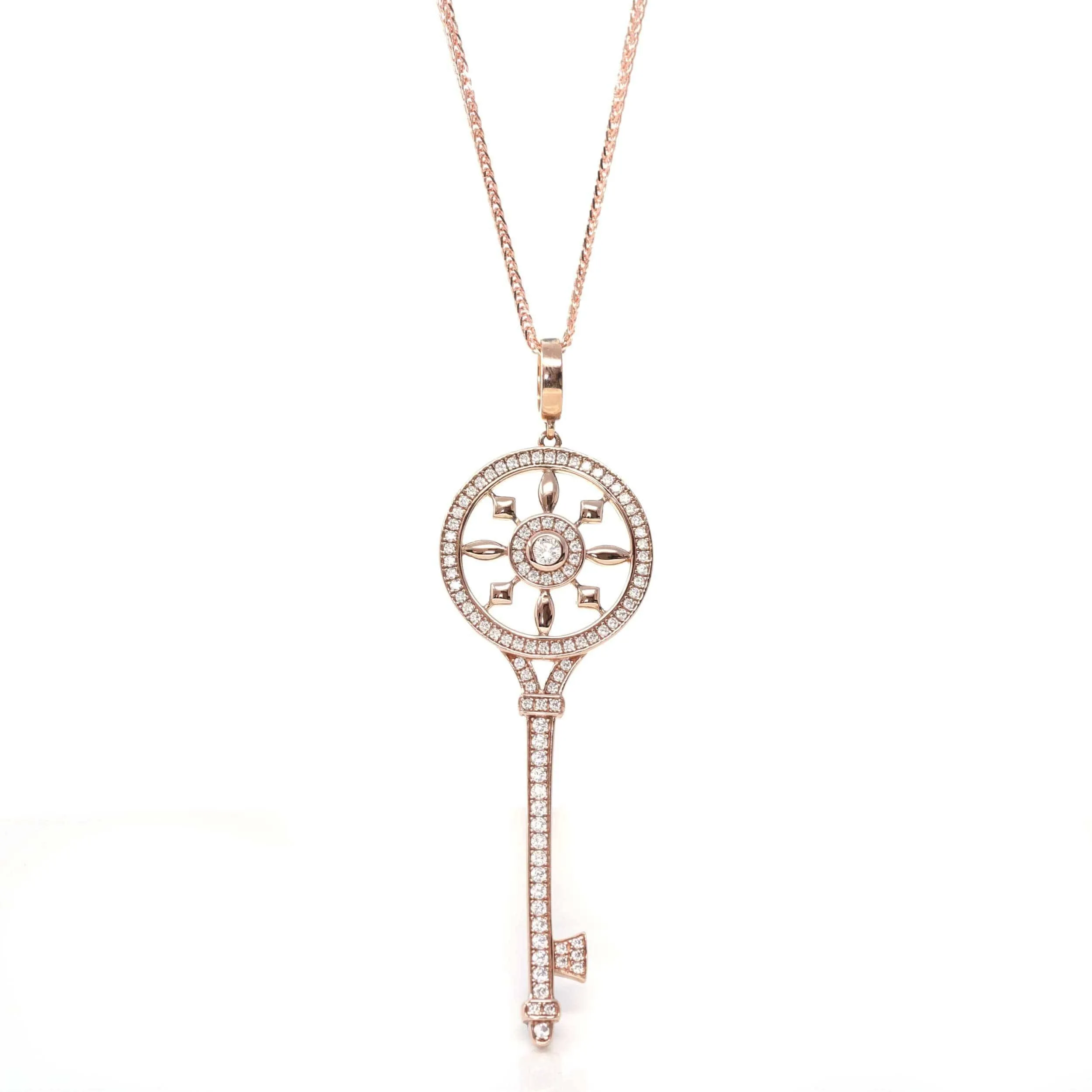 Baikalla 18k Rose Gold Zircon Key Necklace