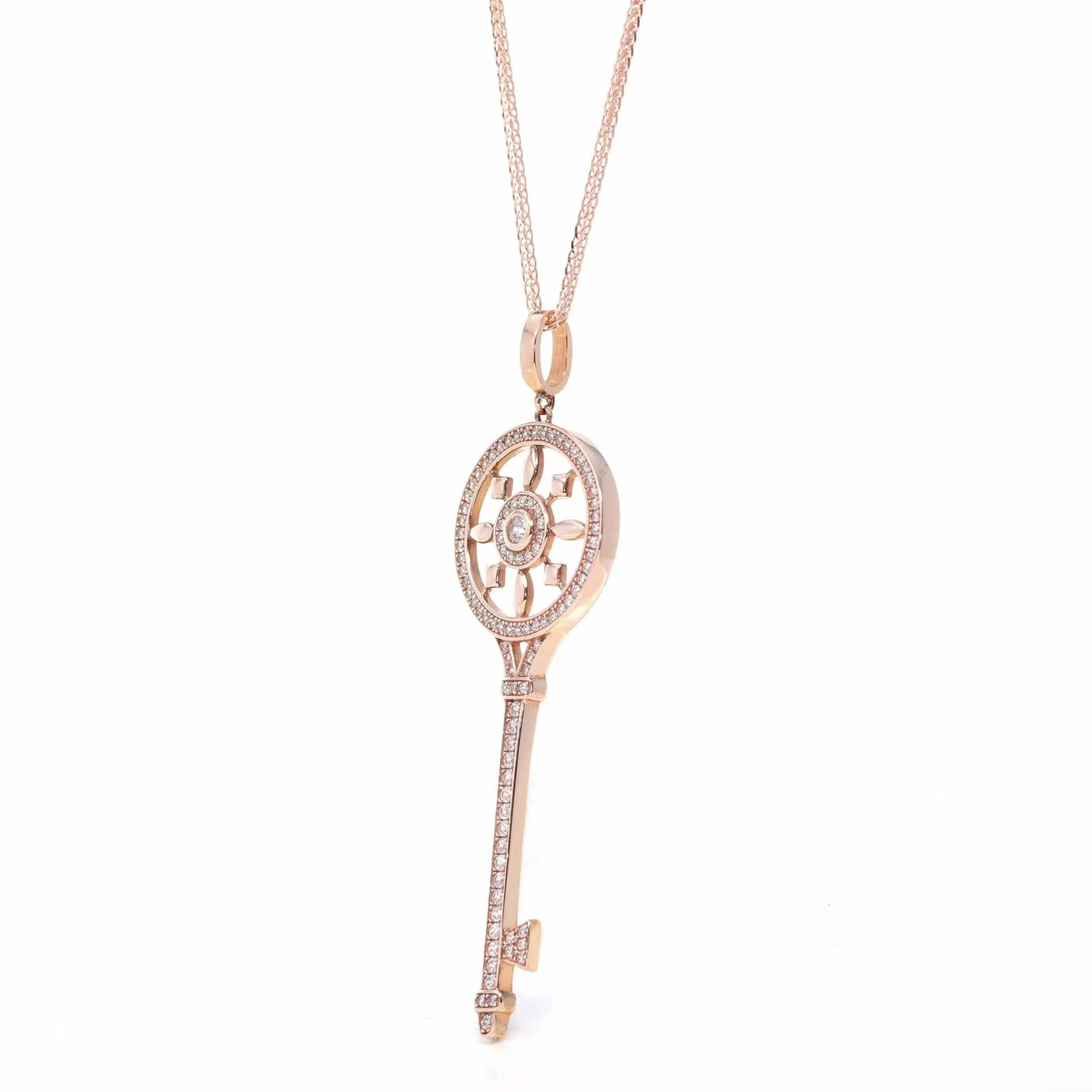 Baikalla 18k Rose Gold Zircon Key Necklace