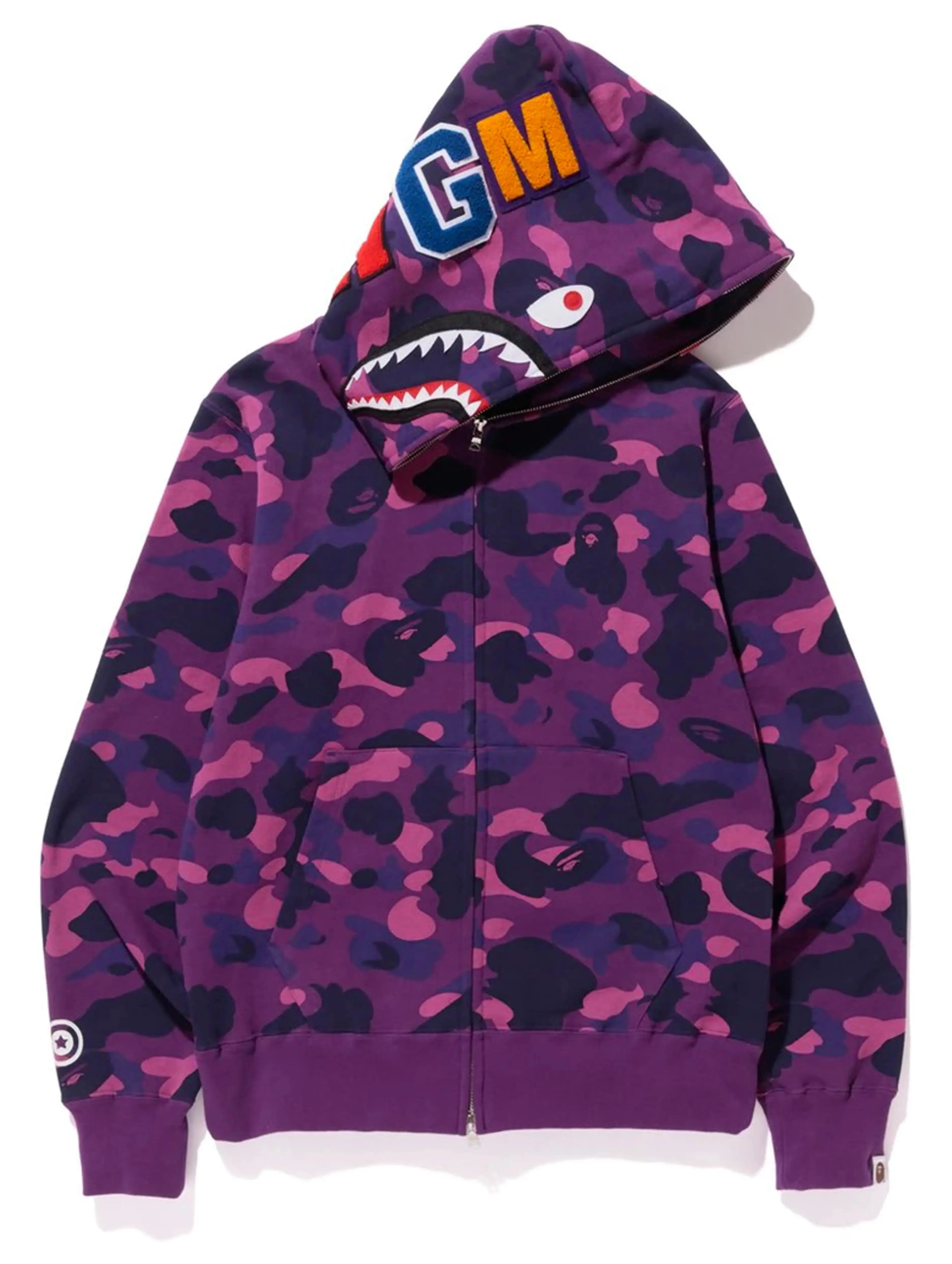 Bape Colour Camo Shark Full Zip Hoodie Purple