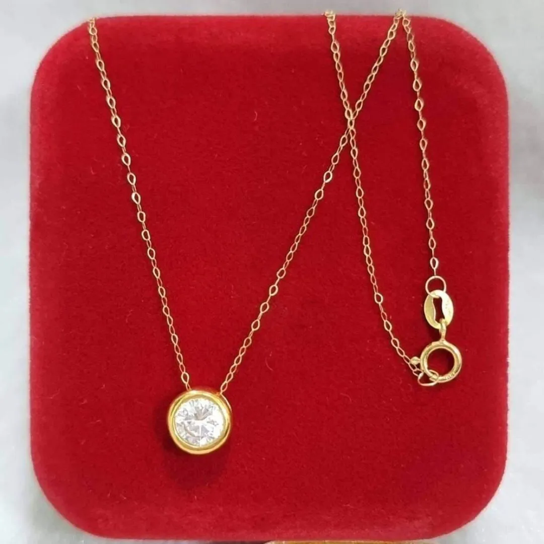 Bezel Stud Necklace 18K Gold