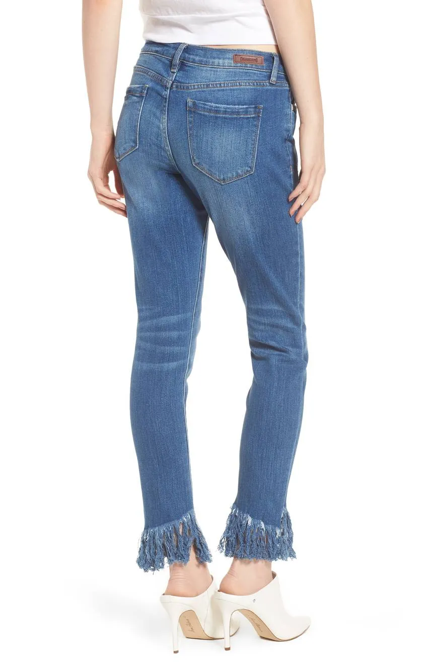 Blank NYC Low Key Judging Fray Hem Skinny Jeans