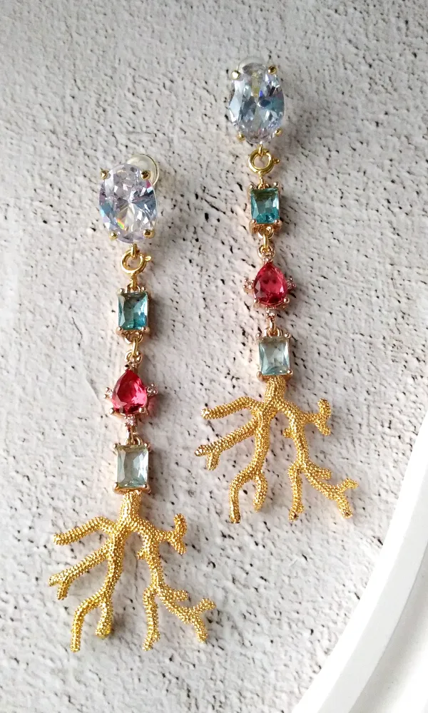 Branch Coral Shoulder Duster Earrings