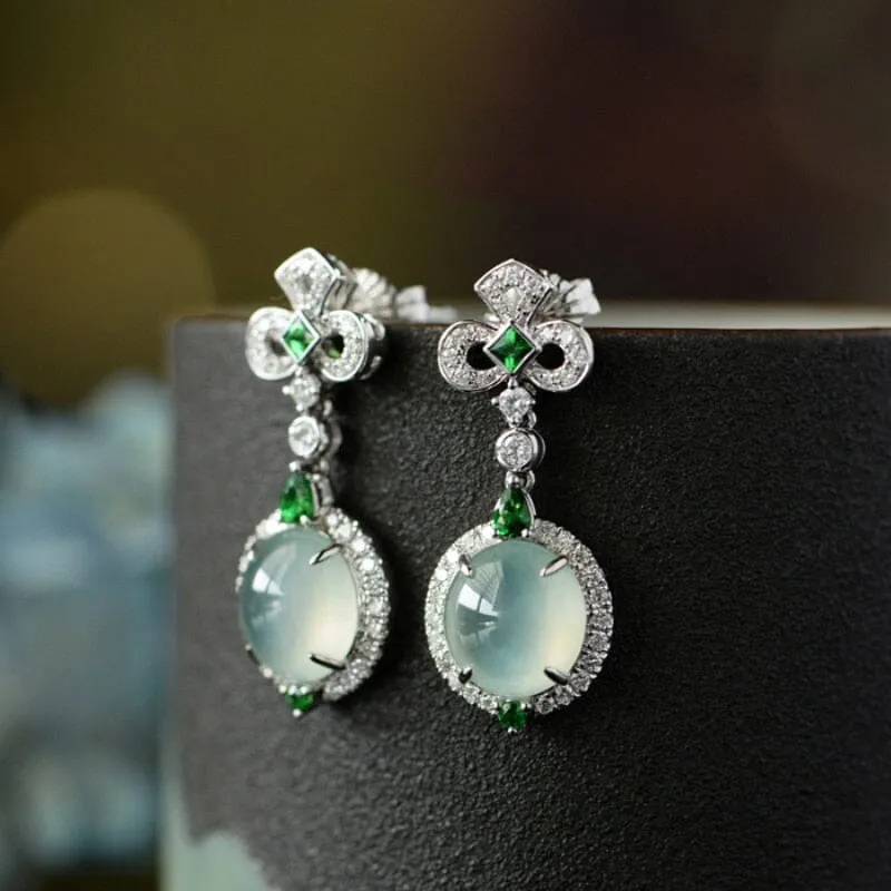 Chalcedony Ice Seed Egg Earrings