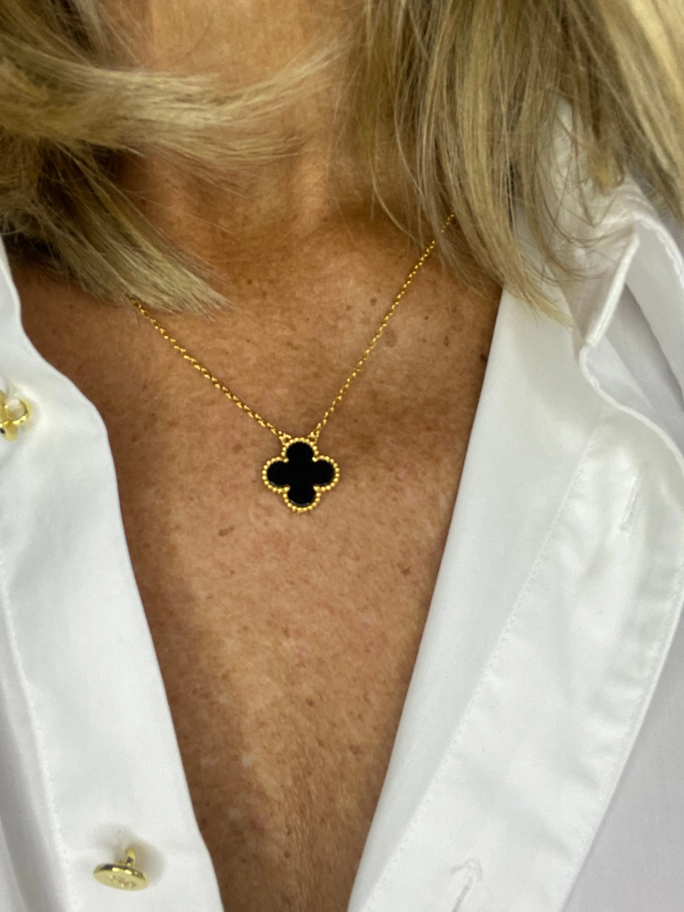 Clover Necklace | Yellow Gold & Black Onyx