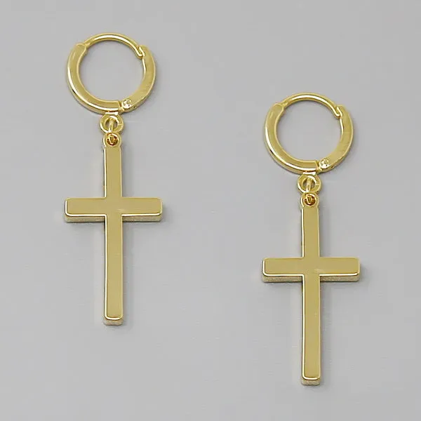 Cross Charm Hoop Earrings