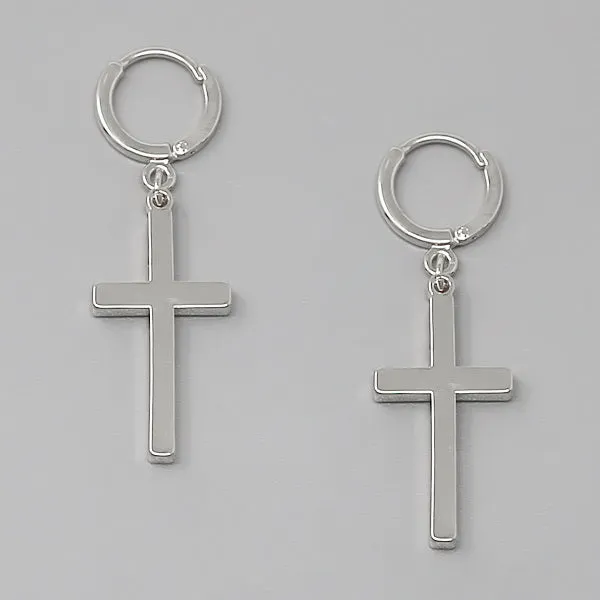 Cross Charm Hoop Earrings