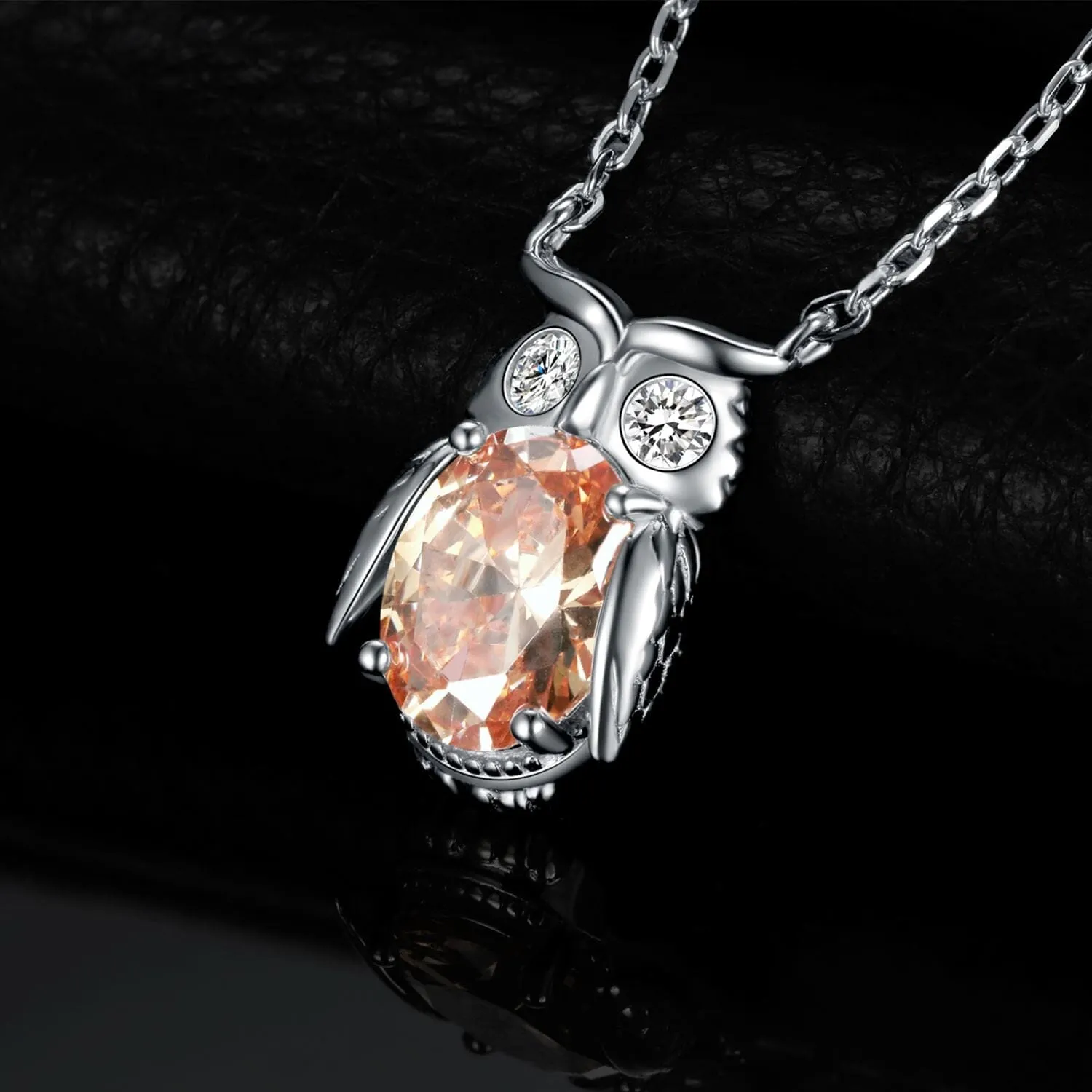 Cute Owl 3.3ct Yellow Gemstone 925 Sterling Silver Pendant Necklace