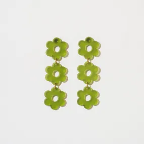 Daisy Chain Retro Earrings in Frosted Olive