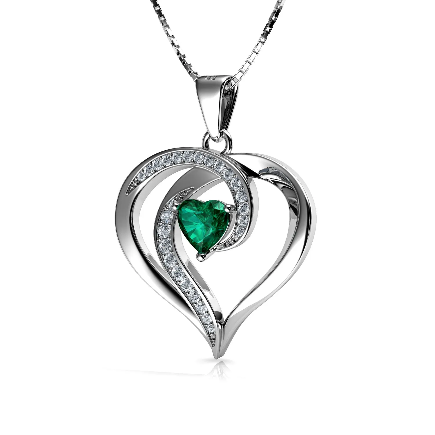 DEPHINI - Elegant green necklace for Women 925 sterling silver pendant