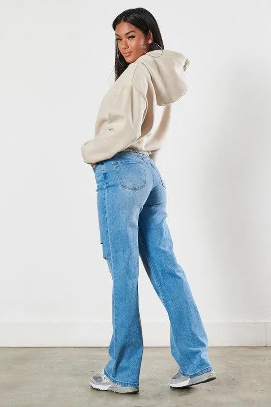 Distressed Wide Leg Jeans