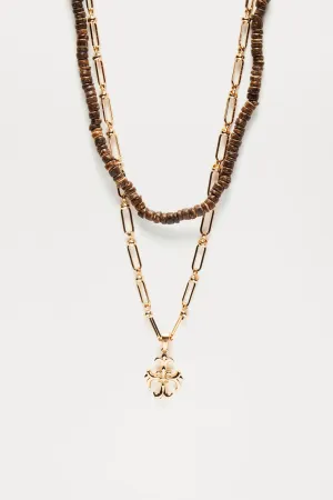 Don't Count Me Out Necklace Set - Gold/Brown