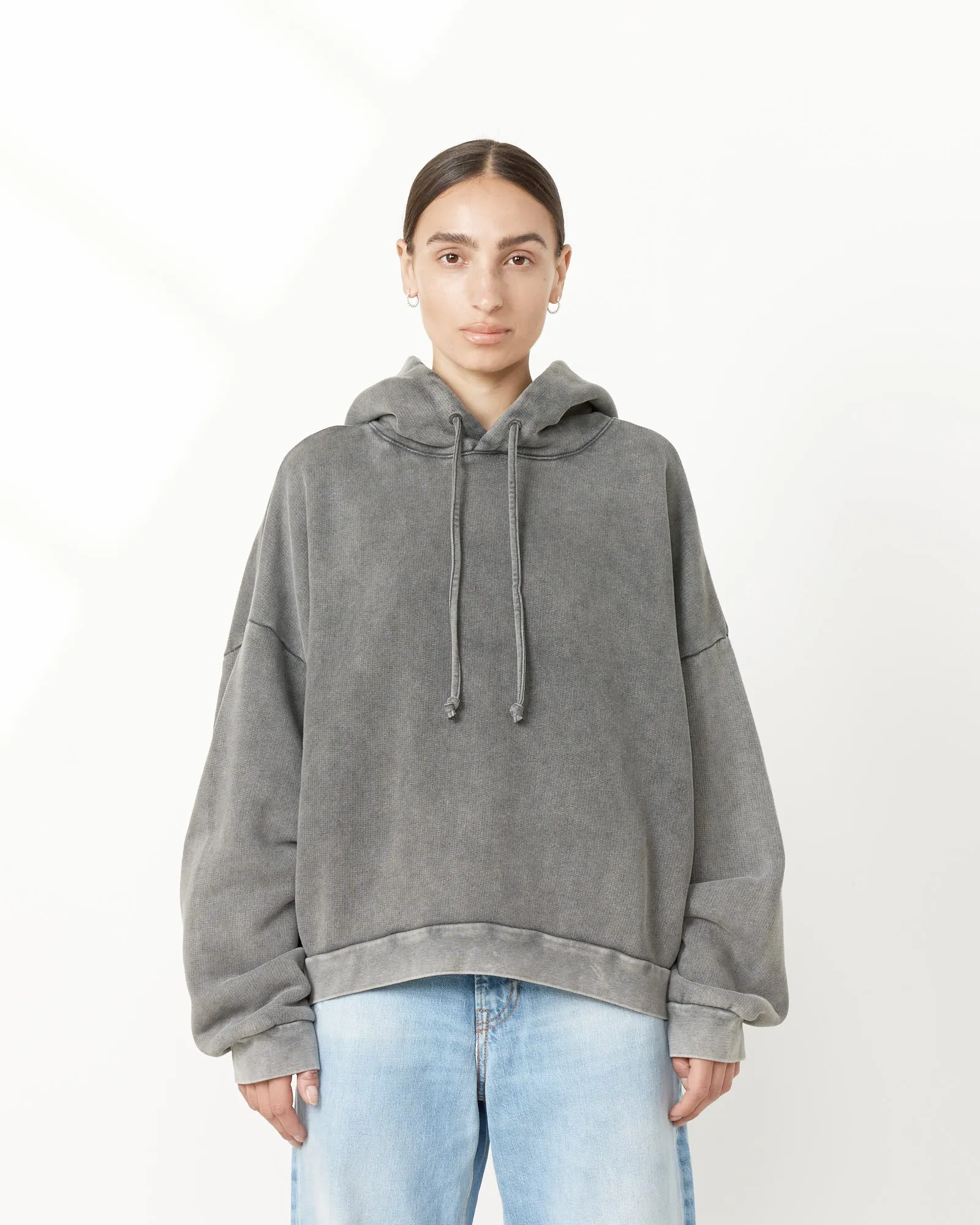 Drawstring Hoodie in Faded Black