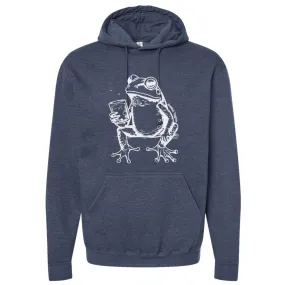 Frogman with Drink Hoodie on Heather Denim