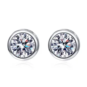 Geometric Round Crossed Moissanite Stud Earrings