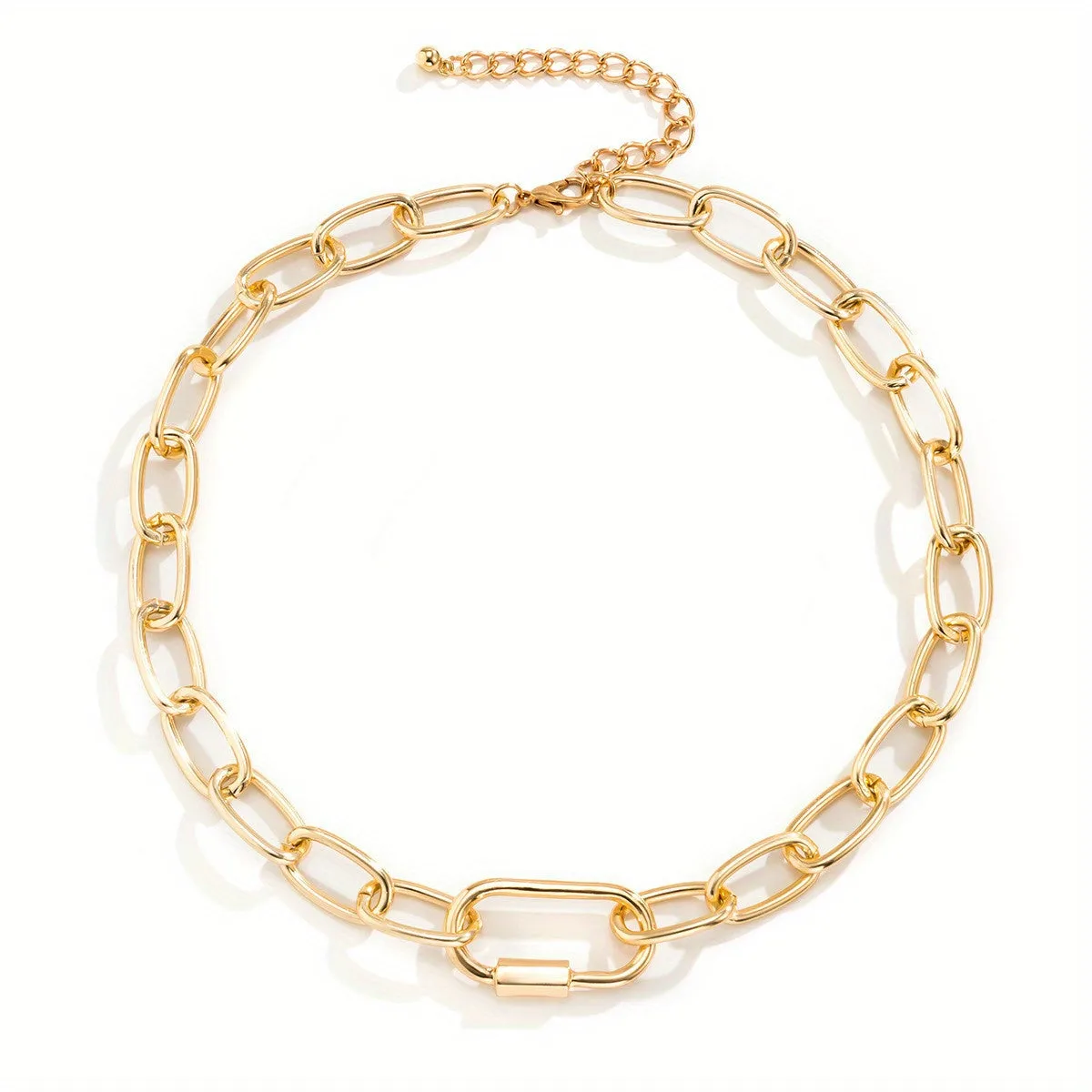 Hip Hop Golden Link Chain Necklace For Women Collar Statement Big Cuban Chunky Thick Necklace