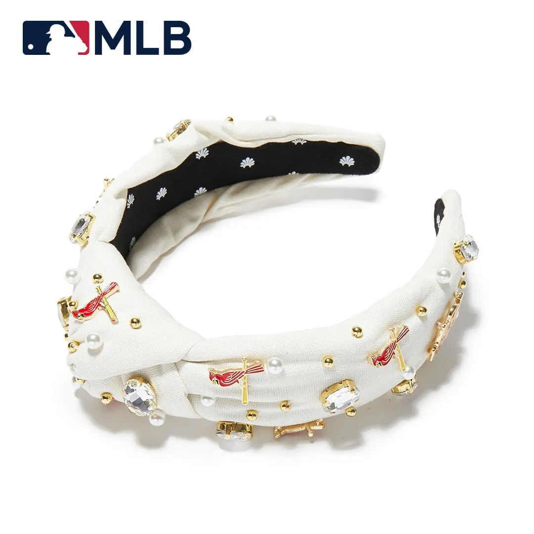 IVORY ST.LOUIS CARDINALS EMBELLISHED KNOTTED HEADBAND