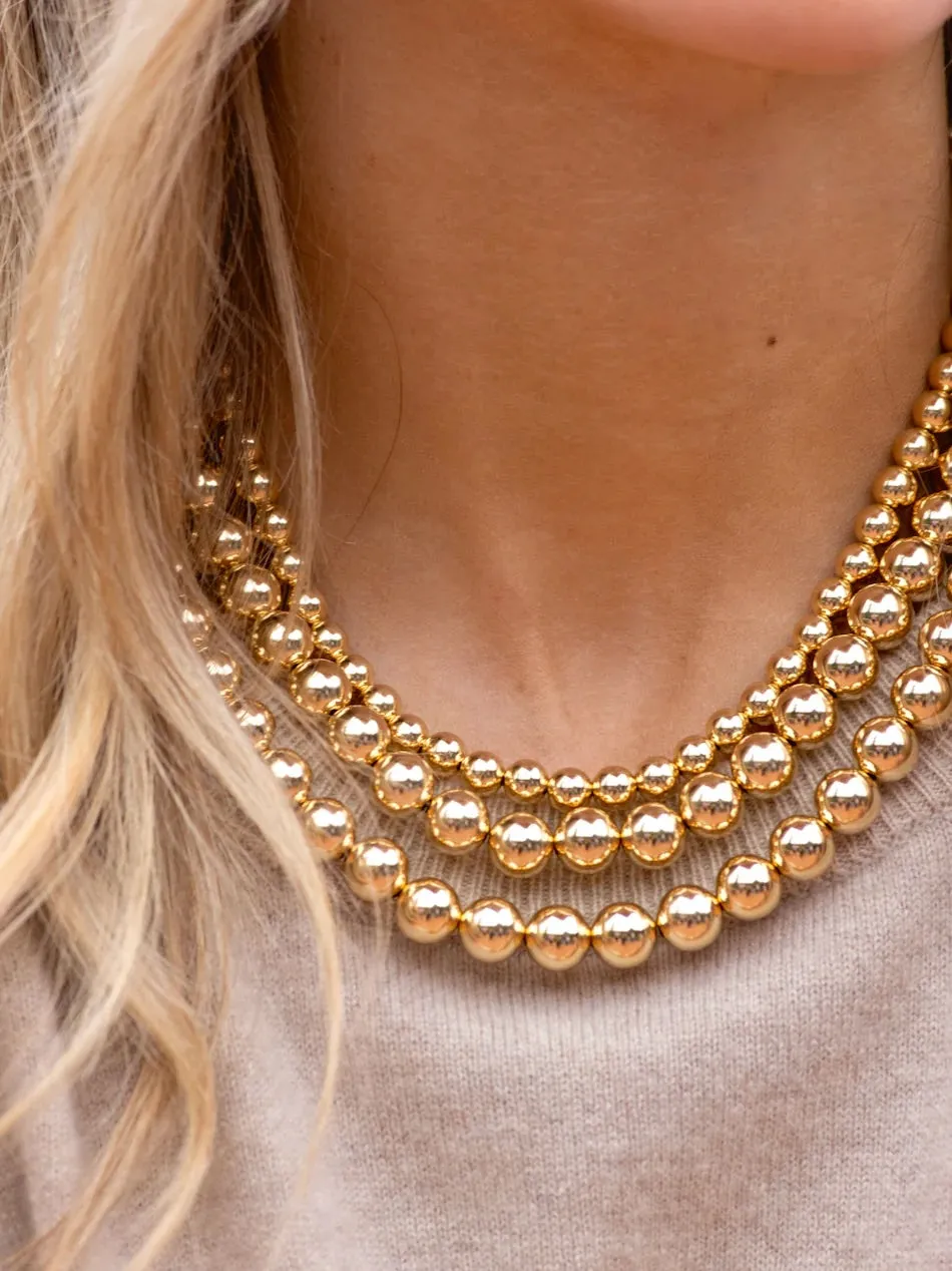 Karen Lazar - 7 mm Yellow Gold Filled Bead Necklace