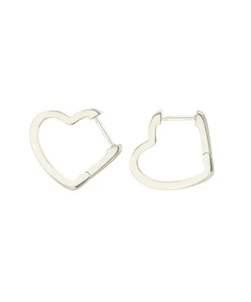 Kris Nations Open Heart Hinged Huggie Earrings - Silver