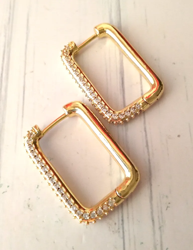 Linear Rectangle Pave Earrings