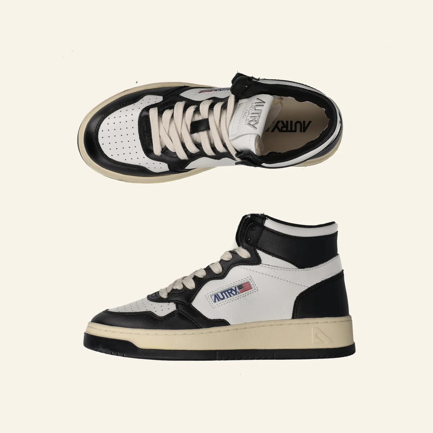 MID SNEAKER 80's WB01 | Bicolor White/Black