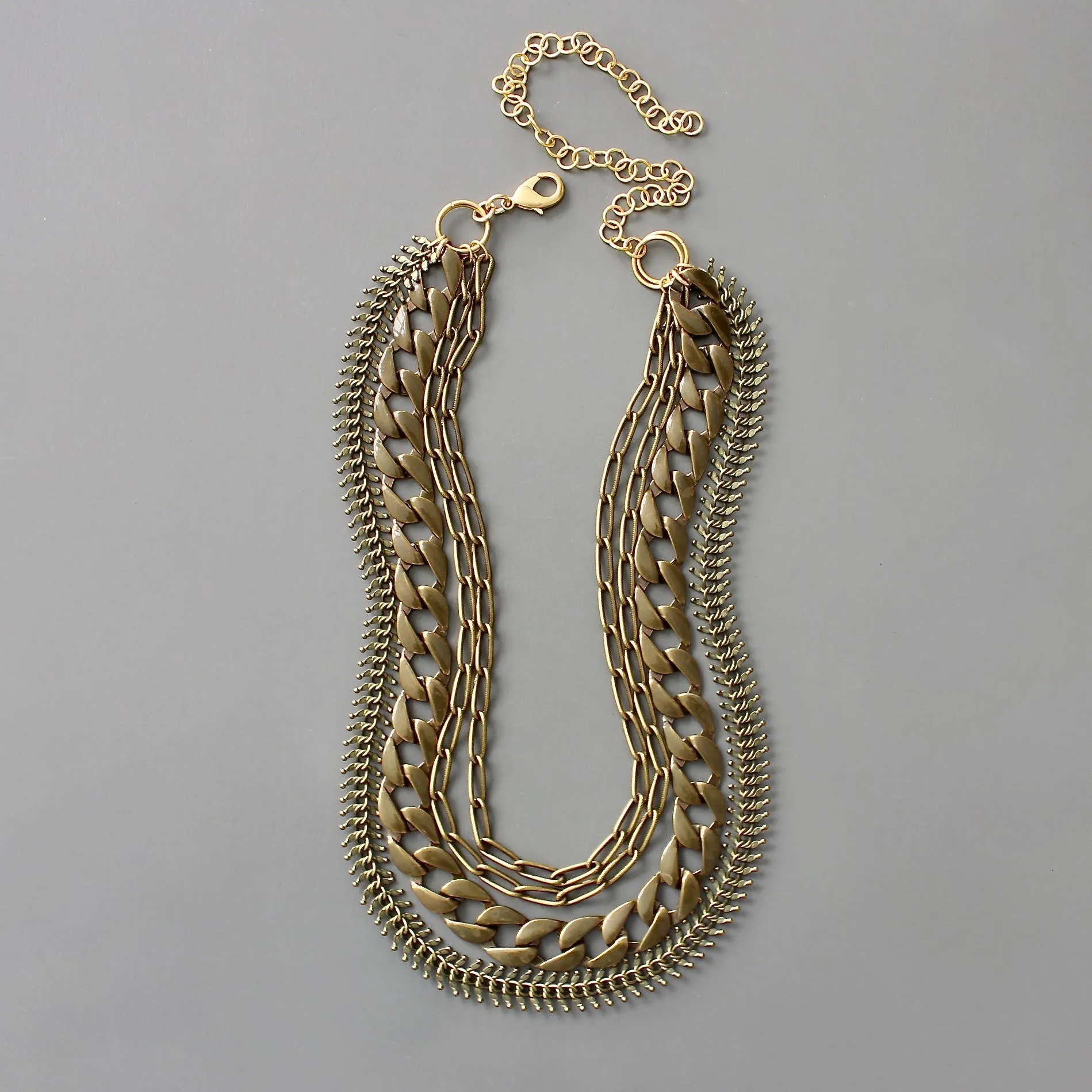 Multi Strand Brass Ox Chain Necklace