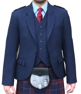 Navy Arrochar Tweed Crail Jacket and Waistcoat Set - Stylish Mens Formal Attire with Classic Heritage Design