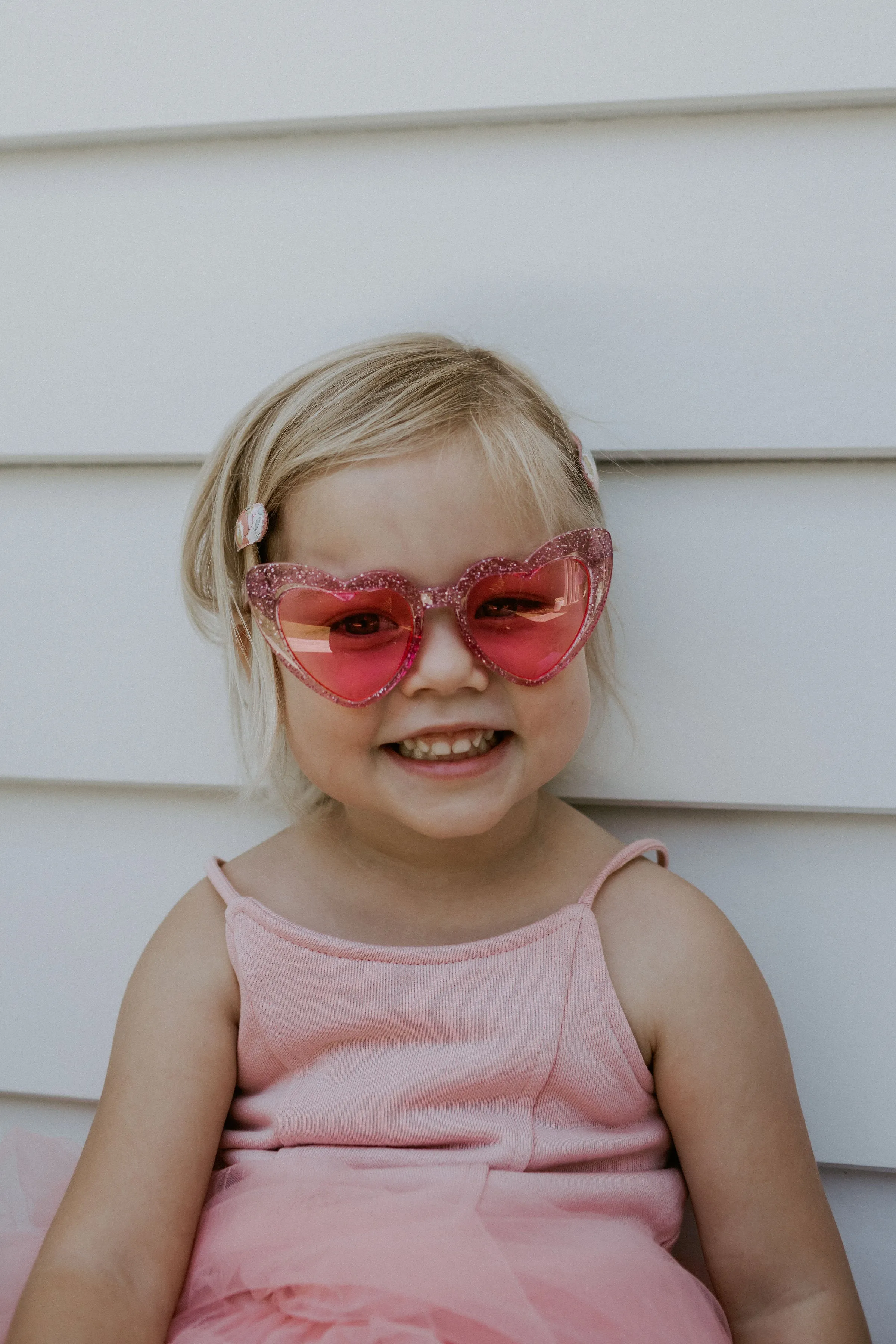 Pink Glitter Heart Sunglasses