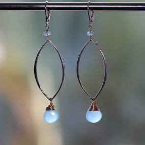 Poolside - Seafoam Chalcedony Teardrop Silver Drop Earrings