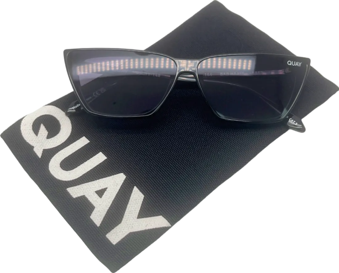 Quay Black Bad Habit Cat Eye Sunglasses in Case