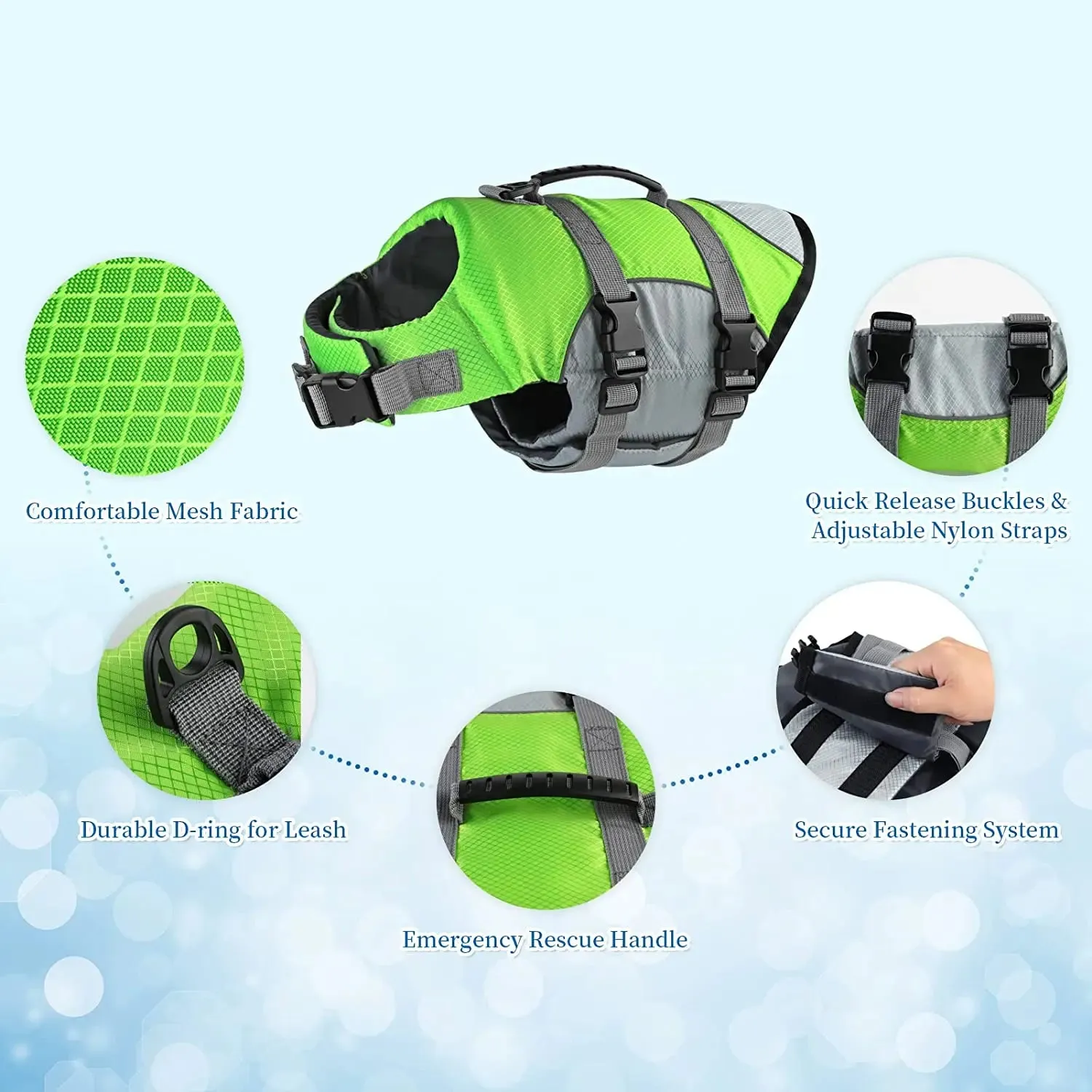 Shine Bright, Swim Safe: High-Visibility Dog Life Jacket with Rescue Handle