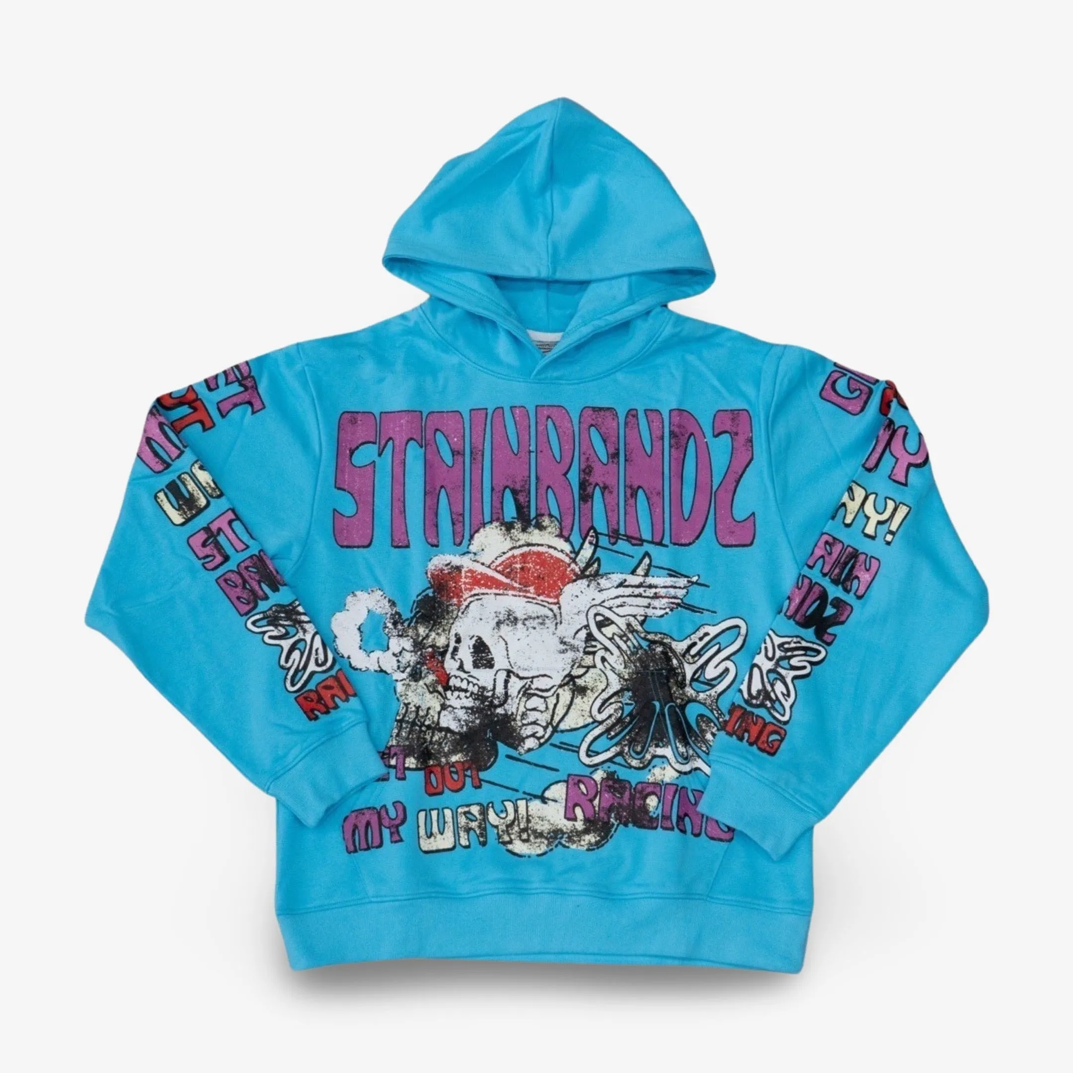 Stainbandz French Terry Pullover Hoodie 'SB Studios Racing / Get Out My Way' Blue