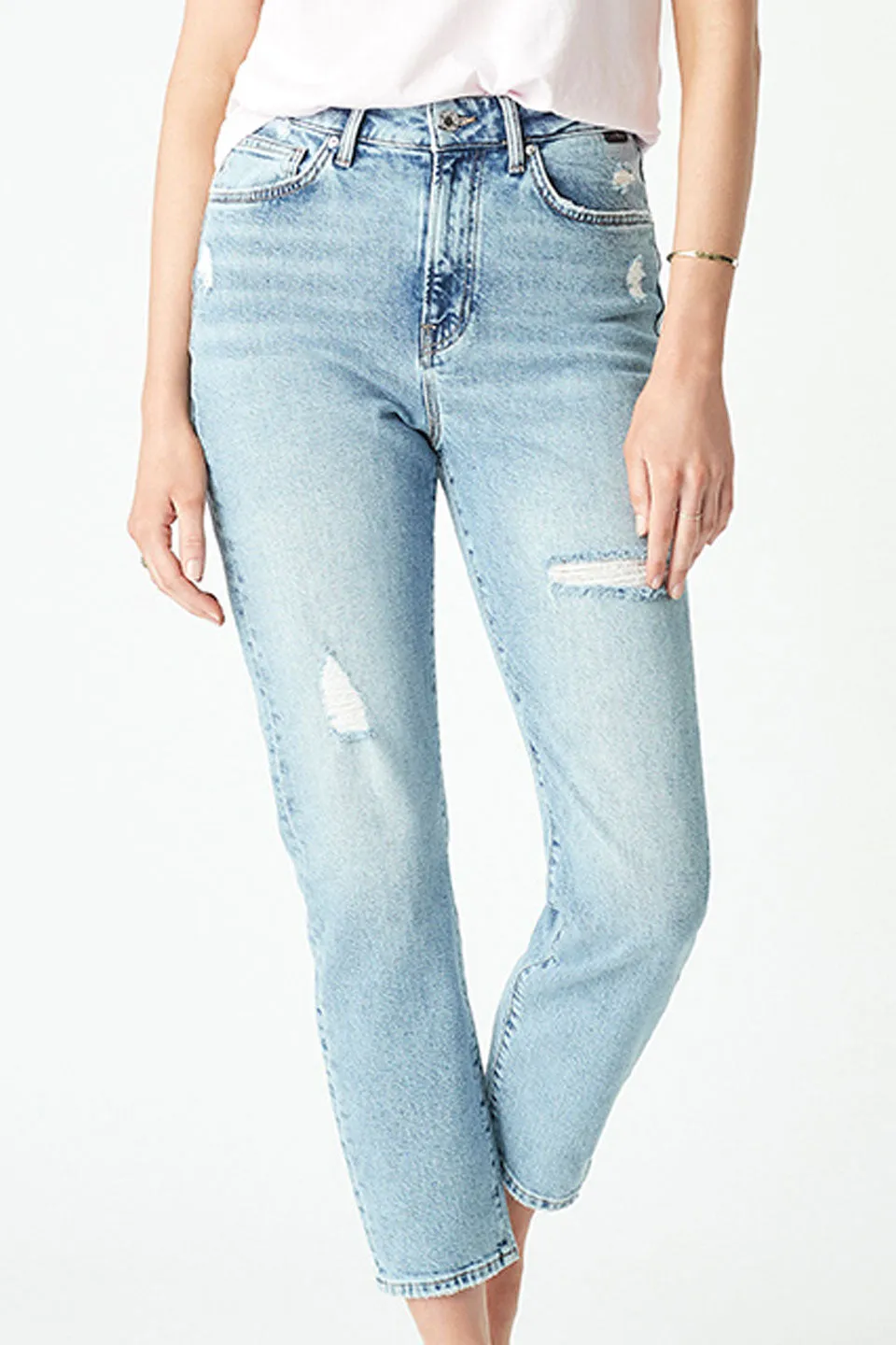 Star Retro 80s Ripped Relaxed Mid Retro Light Blue Denim High Rise