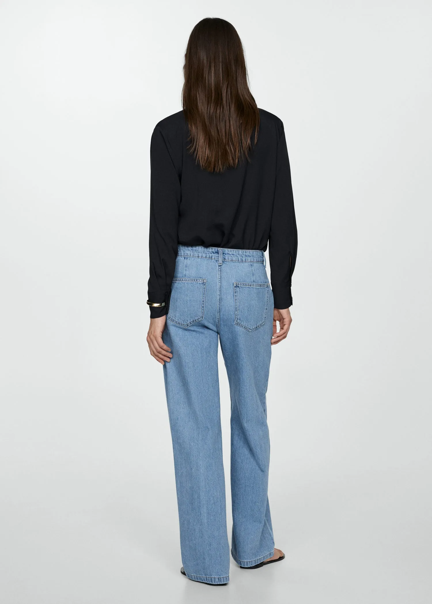 Straight pleated jeans