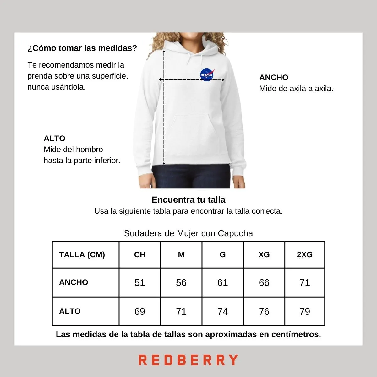 Sudadera Mujer Hoodie Nasa Logo Espacial Escudo