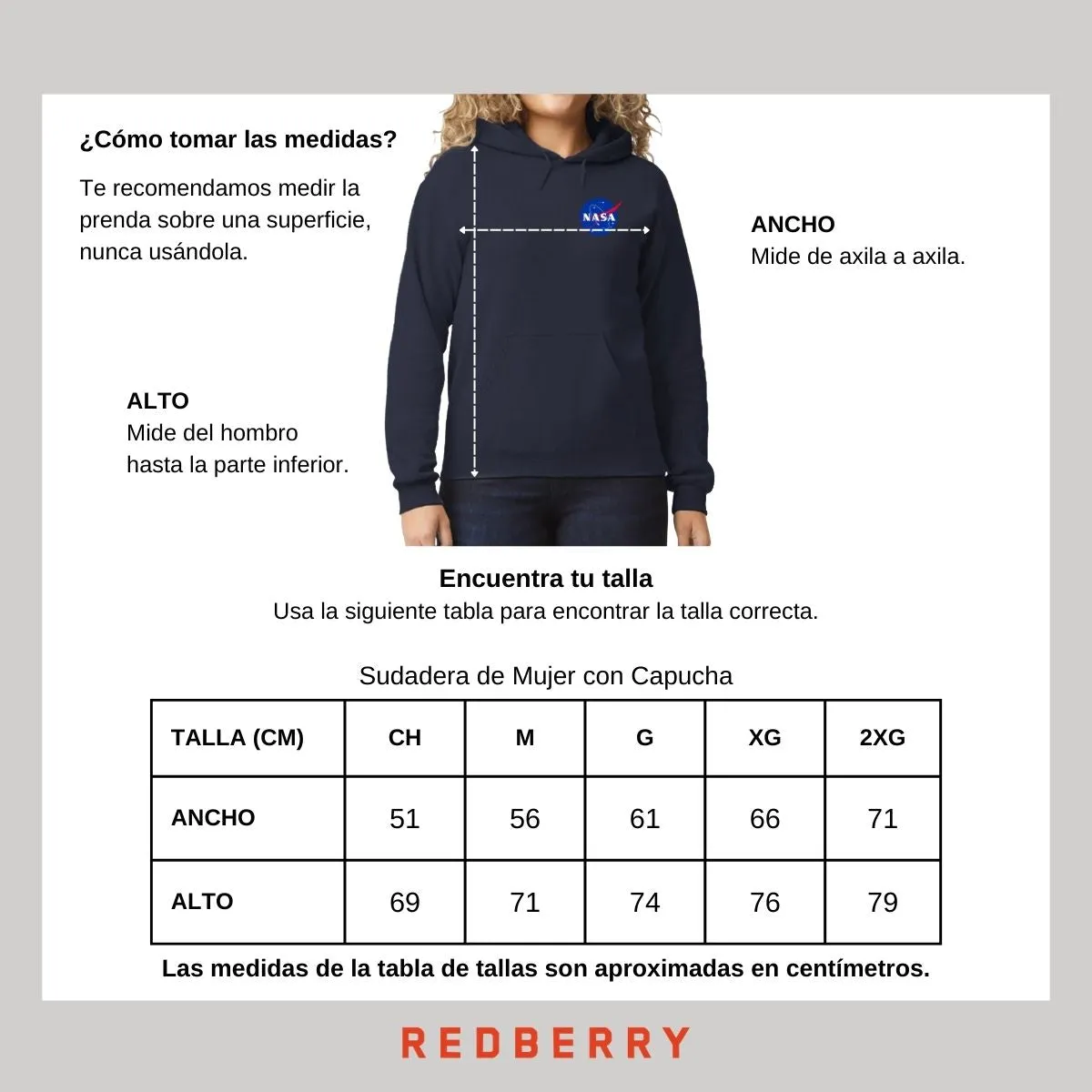 Sudadera Mujer Hoodie Nasa Logo Espacial Escudo