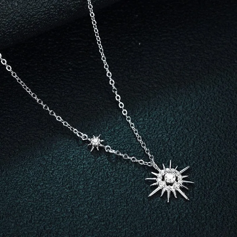 Sun Flower Moissanite Diamond Hexagram Pendant Necklace 925 Sterling Silver