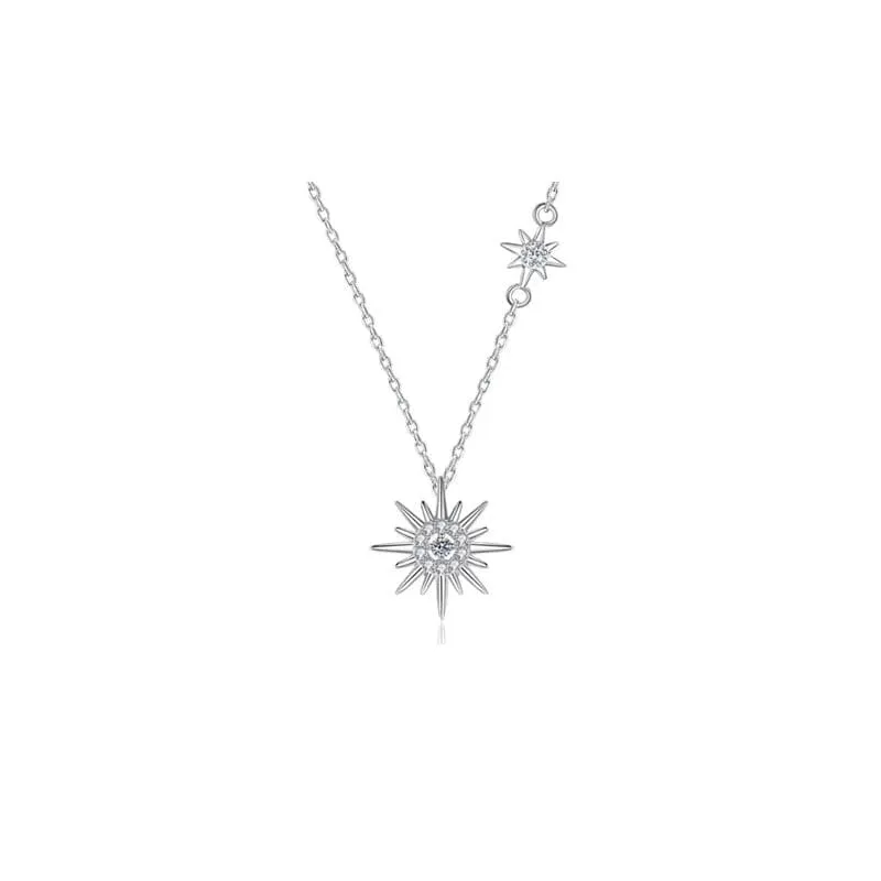 Sun Flower Moissanite Diamond Hexagram Pendant Necklace 925 Sterling Silver