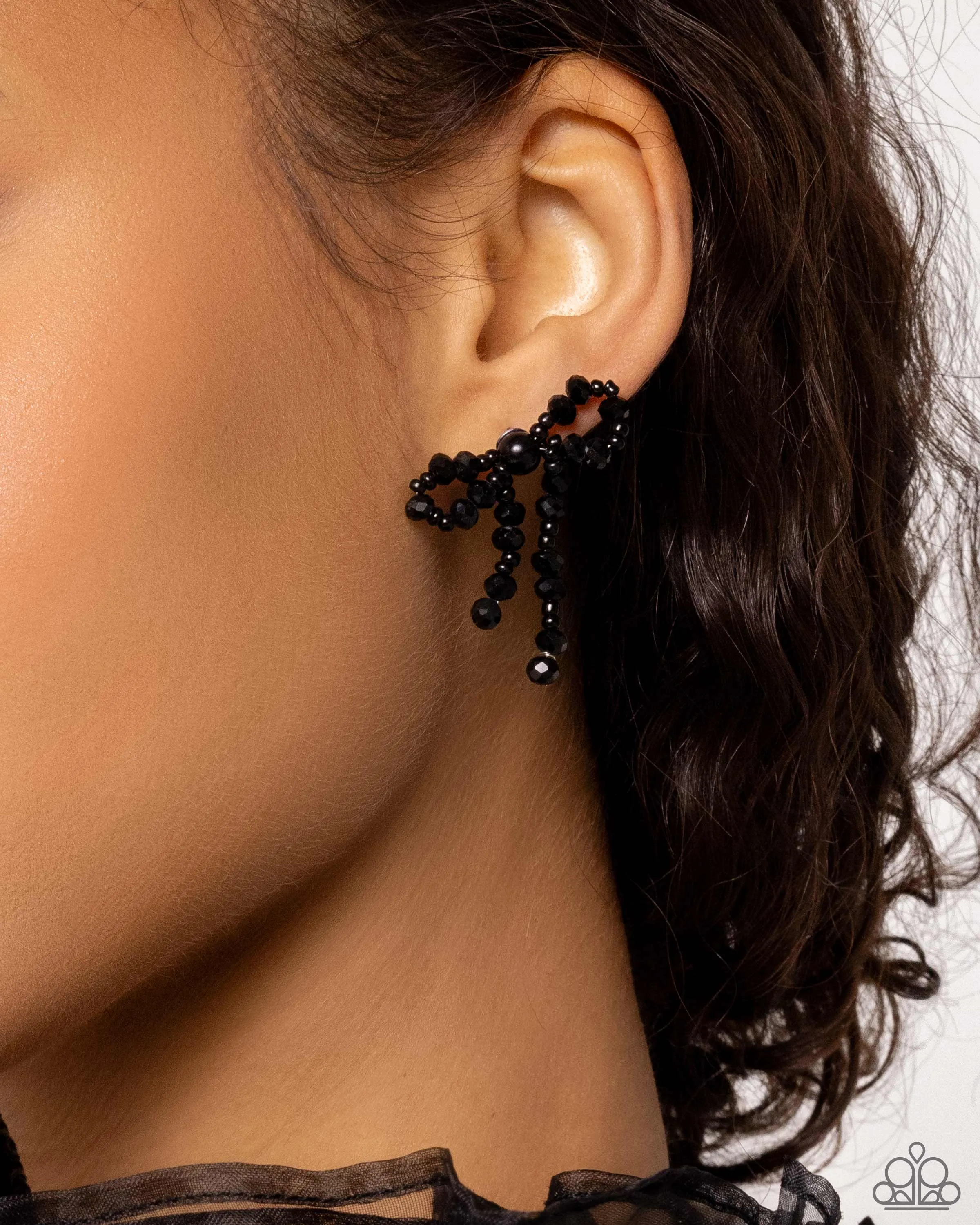 The BOW Must Go On - Black Earrings