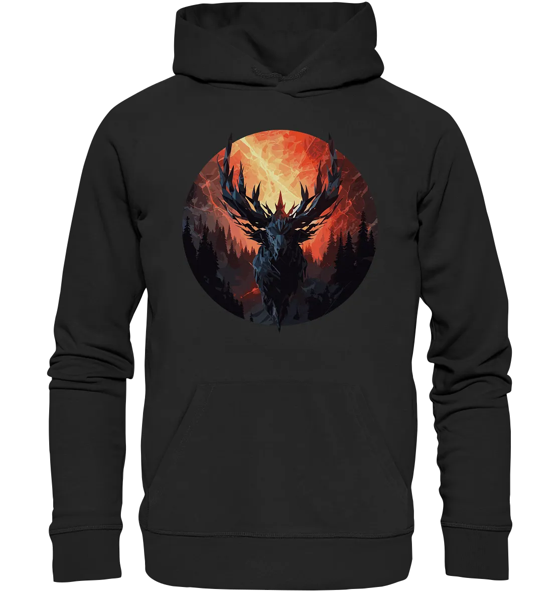 Unisex Bio-Hoodie mit Hirschmotiv "Waldgott"