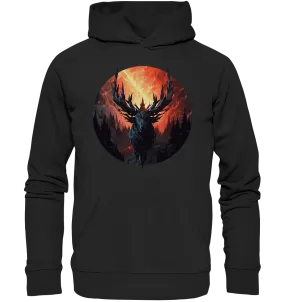 Unisex Bio-Hoodie mit Hirschmotiv "Waldgott"